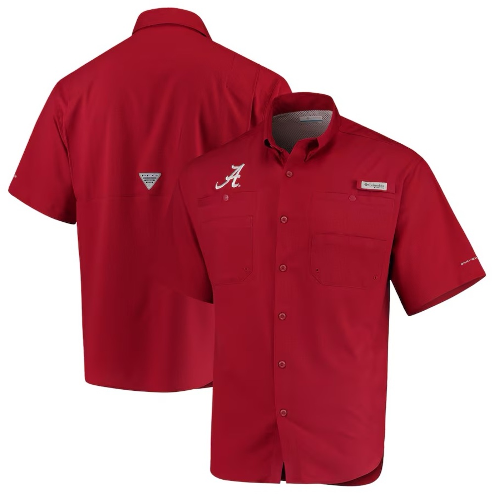 ❤️ NEW Men's Columbia Crimson Alabama Crimson Tide PFG Tamiami Shirt Sz S